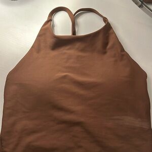 Brown active tank top built in bra